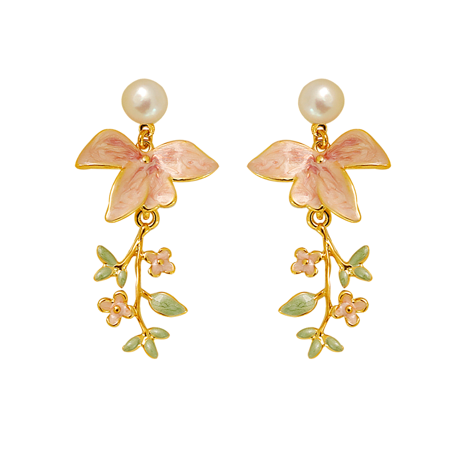 1 Par Y2K Estilo Simple Flor Enchapado Embutido Cobre Perla Cobre Chapados en oro de 18k Pendientes De Gota display picture 1