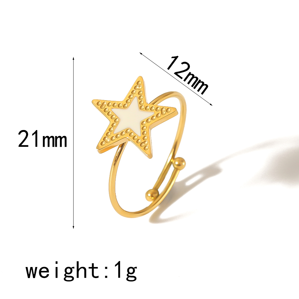 IG Style Simple Style Classic Style Pentagram Heart Shape Flower 304 Stainless Steel 18K Gold Plated Open Rings In Bulk display picture 11