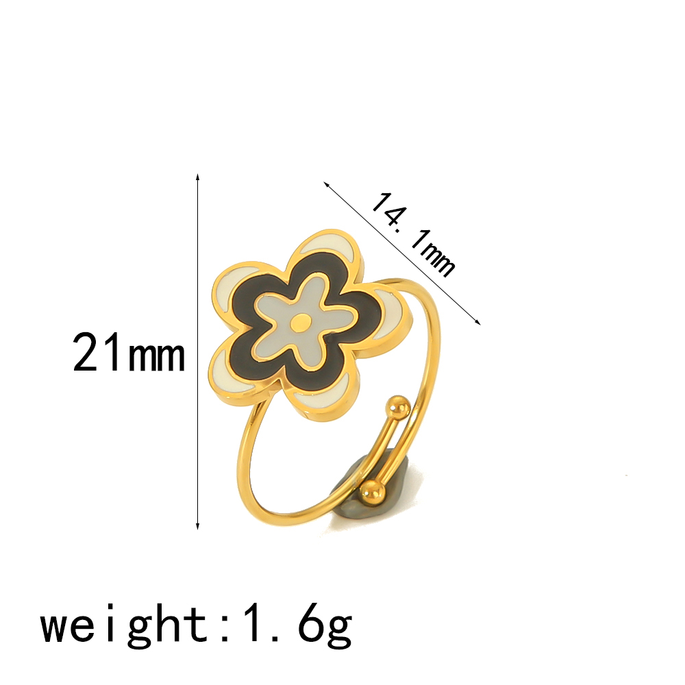 IG Style Simple Style Classic Style Pentagram Heart Shape Flower 304 Stainless Steel 18K Gold Plated Open Rings In Bulk display picture 8