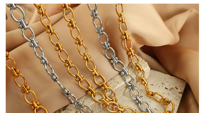 Acero Titanio Chapados en oro de 18k Elegante Retro Enchapado Cadena Color Sólido Pulsera Collar display picture 3