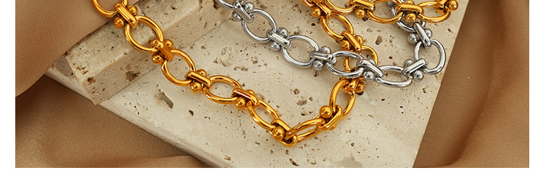 Acero Titanio Chapados en oro de 18k Elegante Retro Enchapado Cadena Color Sólido Pulsera Collar display picture 4