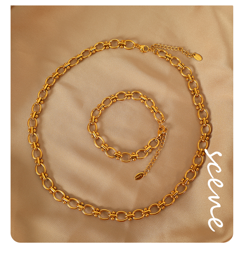 Titanium Steel 18K Gold Plated Elegant Retro Plating Chain Solid Color Bracelets Necklace display picture 5