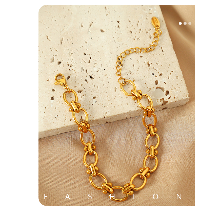 Acero Titanio Chapados en oro de 18k Elegante Retro Enchapado Cadena Color Sólido Pulsera Collar display picture 6