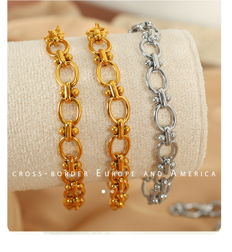 Titanium Steel 18K Gold Plated Elegant Retro Plating Chain Solid Color Bracelets Necklace display picture 8