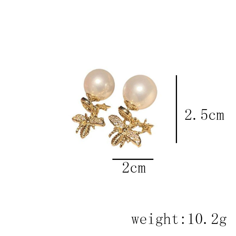 1 Paire Élégant Dame Style Moderne Abeille Incruster Le Cuivre Perles Artificielles Zircon Boucles D'Oreilles display picture 1