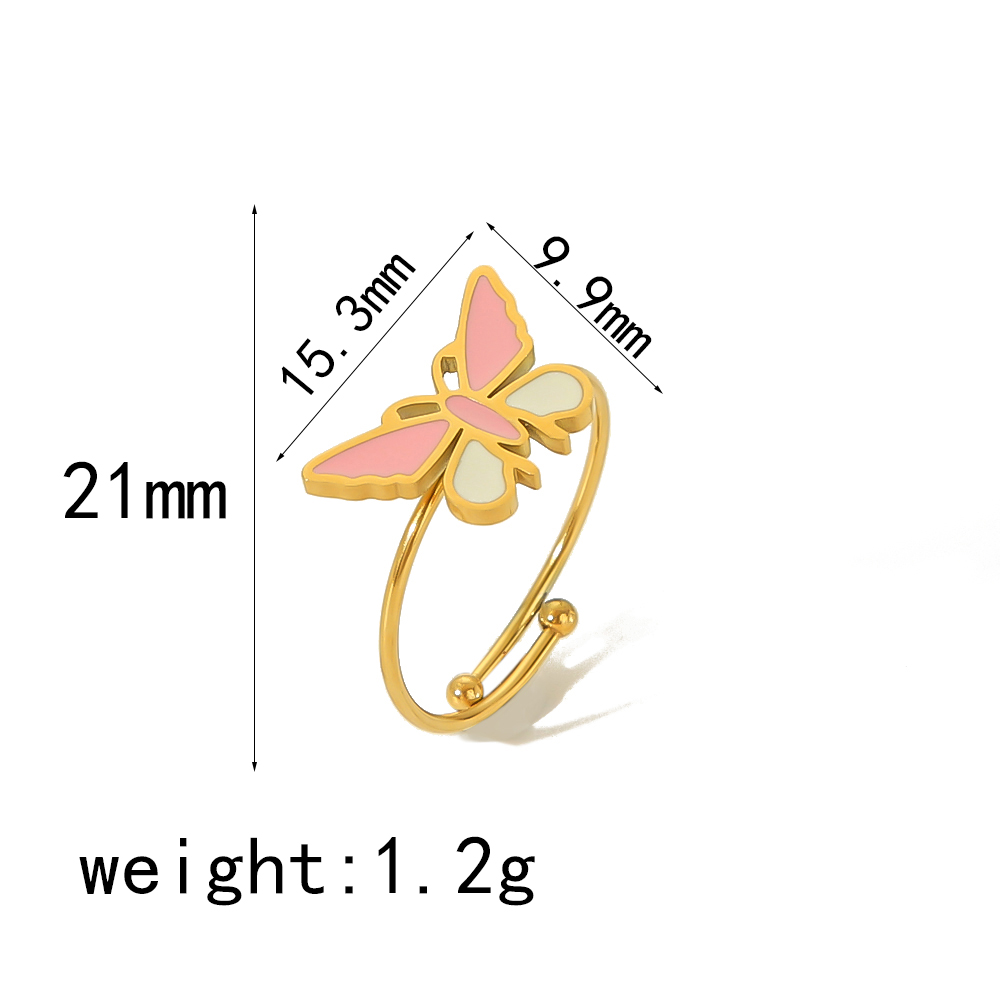 IG Style Cute Classic Style Heart Shape Butterfly Fish 304 Stainless Steel 18K Gold Plated Open Rings In Bulk display picture 7