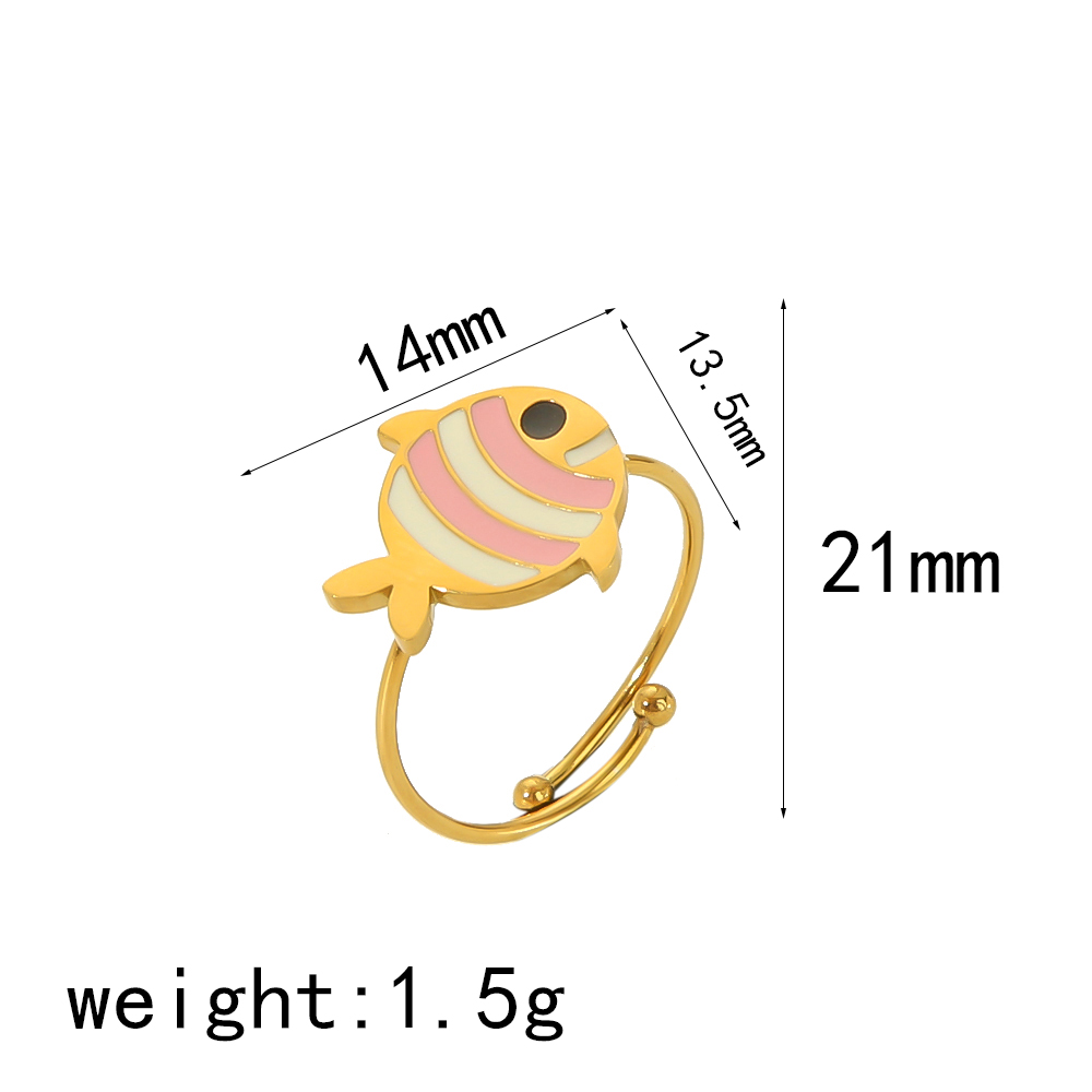IG Style Cute Classic Style Heart Shape Butterfly Fish 304 Stainless Steel 18K Gold Plated Open Rings In Bulk display picture 14