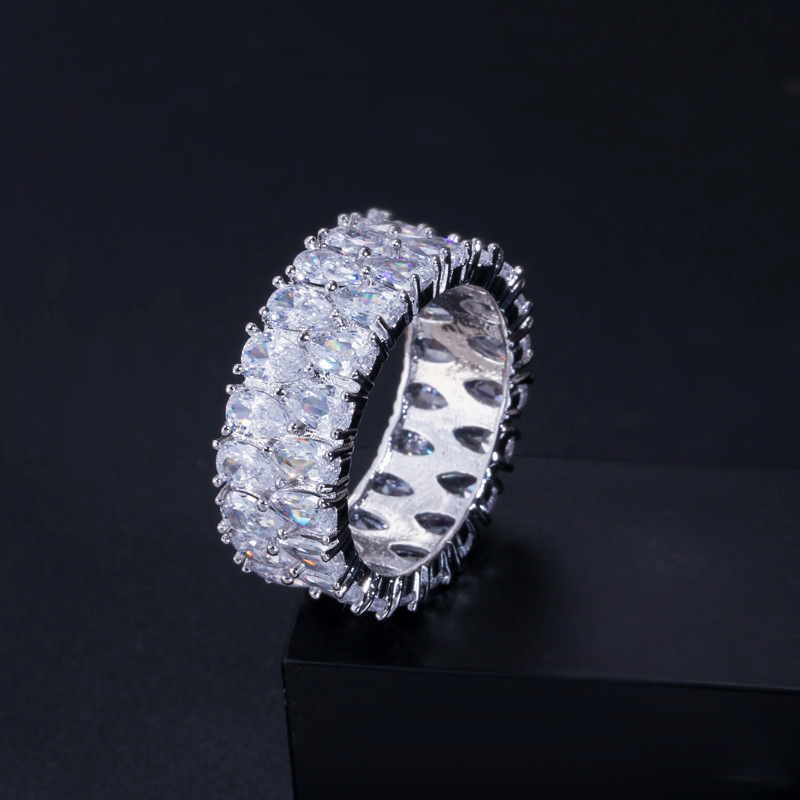 Copper White Gold Plated Rhodium Plated Casual Simple Style Plating Inlay Water Droplets Zircon Rings display picture 5