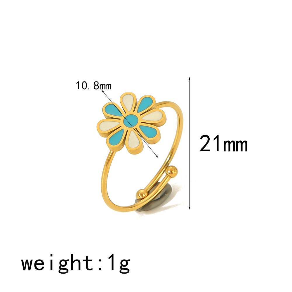 IG Style Cute Classic Style Moon Heart Shape Flower 304 Stainless Steel 18K Gold Plated Open Rings In Bulk display picture 7
