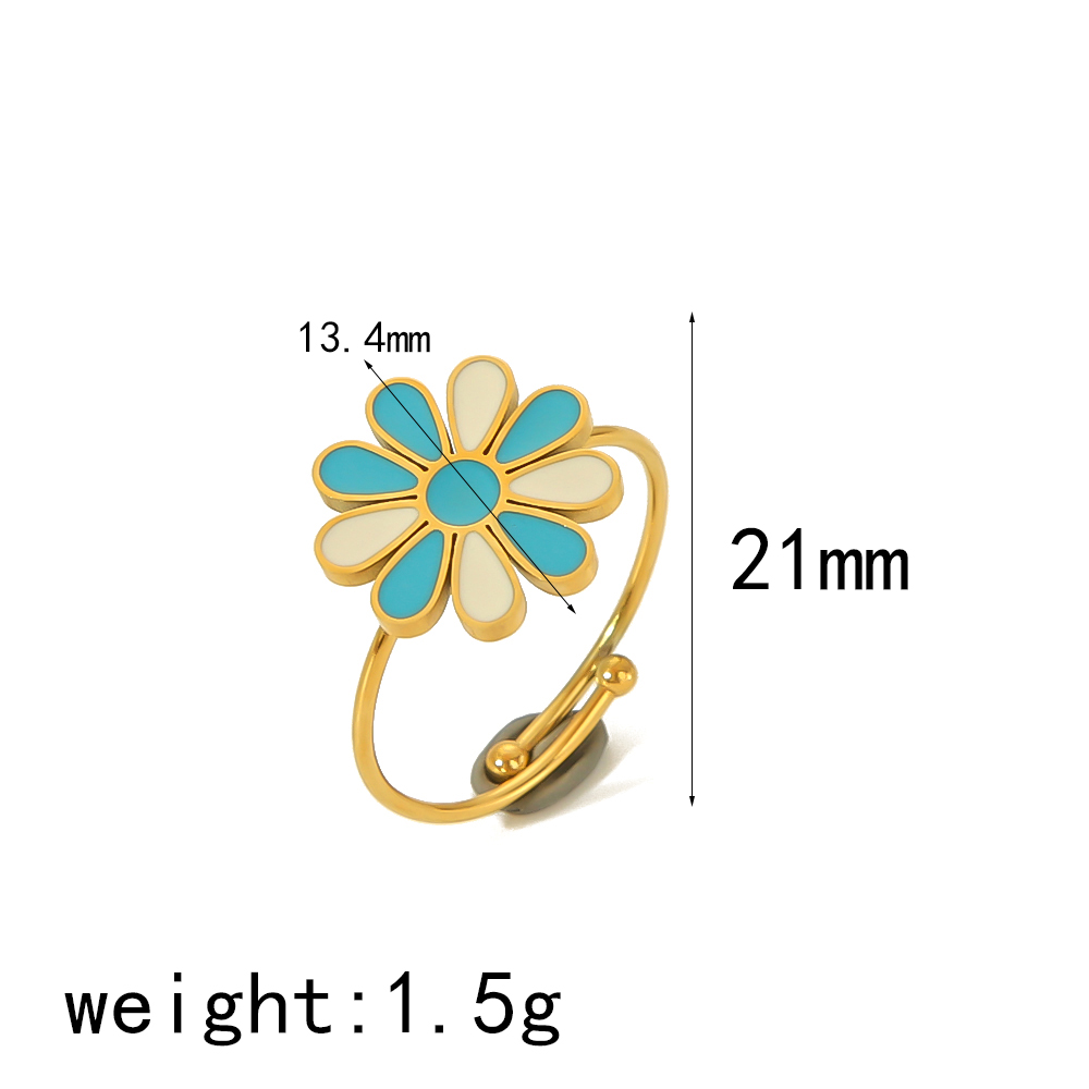 IG Style Cute Classic Style Moon Heart Shape Flower 304 Stainless Steel 18K Gold Plated Open Rings In Bulk display picture 8