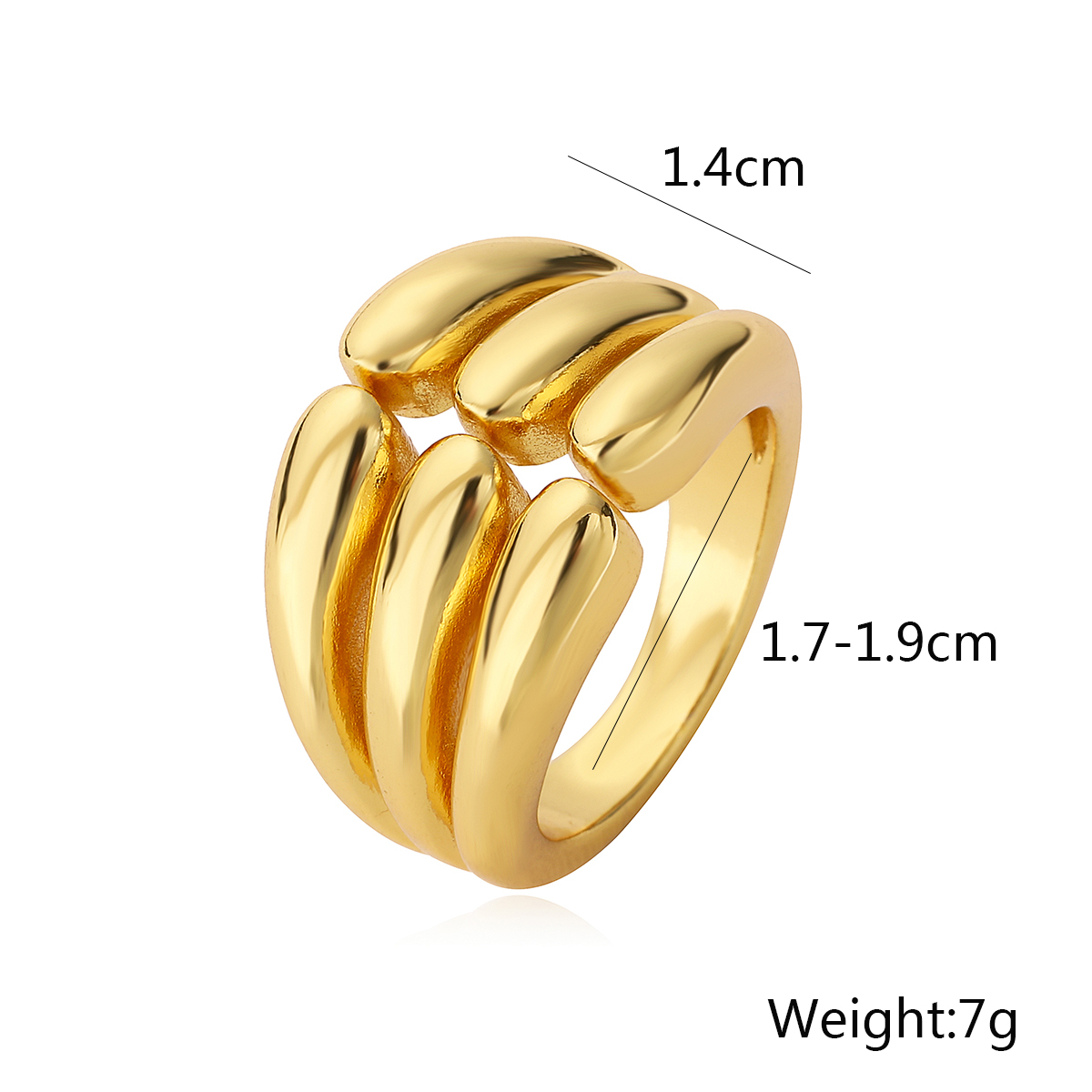 Kupfer 18 Karat Vergoldet Retro Einfacher Stil Pendeln Überzug Geometrisch Offener Ring display picture 1