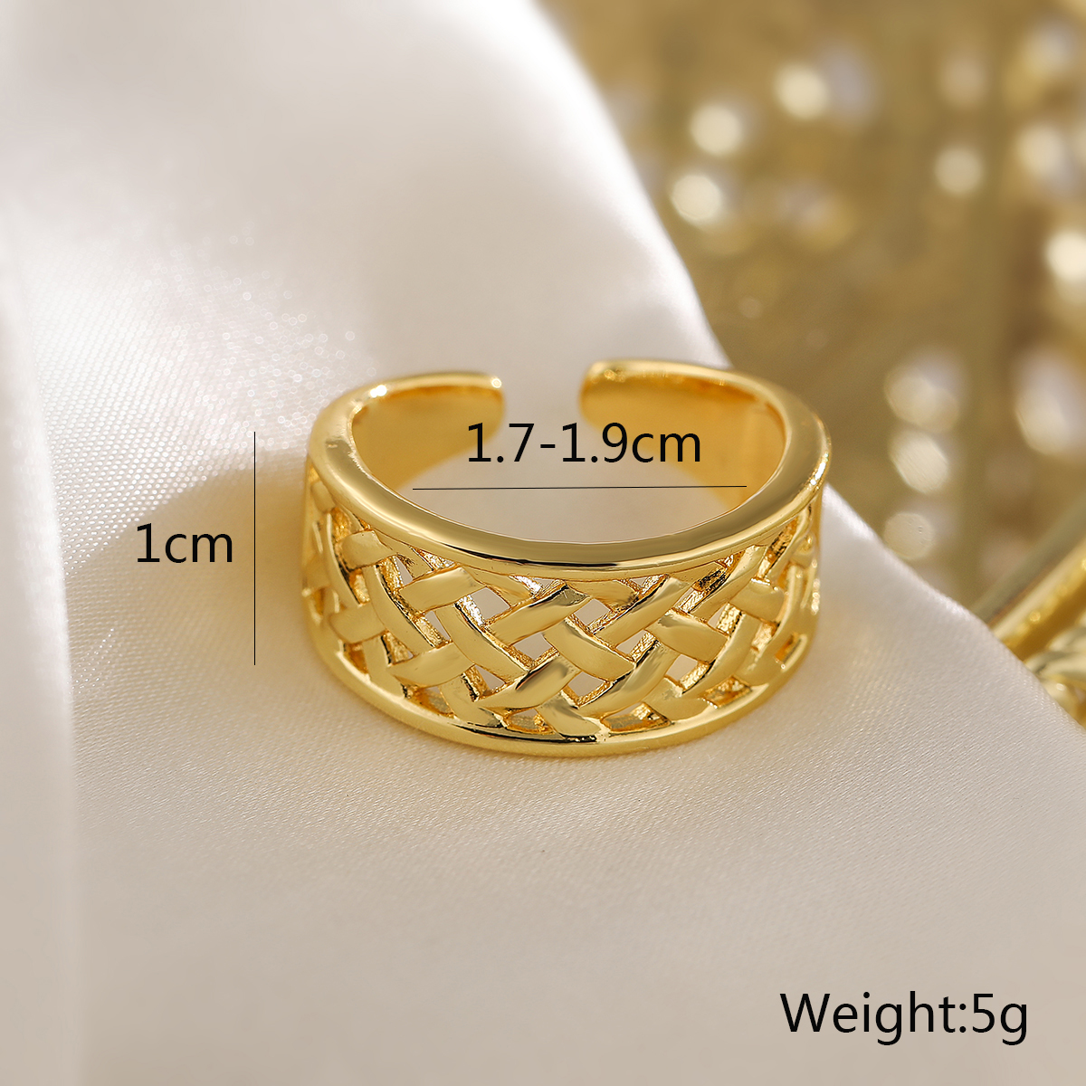 Kupfer 18 Karat Vergoldet Retro Einfacher Stil Pendeln Überzug Geometrisch Offener Ring display picture 2