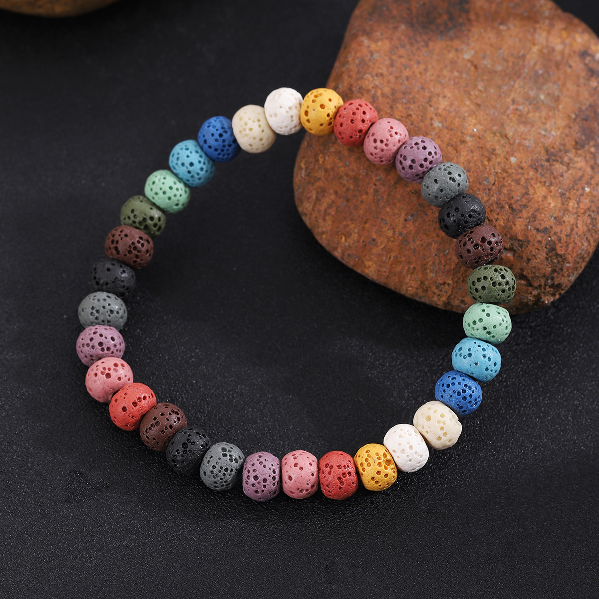 Casual Simple Style Round Stone Beaded Unisex Bracelets display picture 4