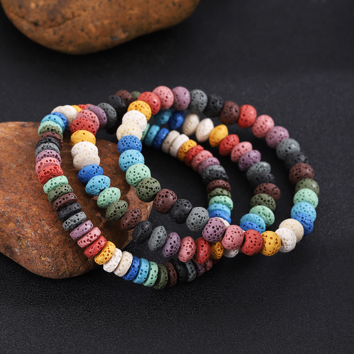 Casual Simple Style Round Stone Beaded Unisex Bracelets display picture 3