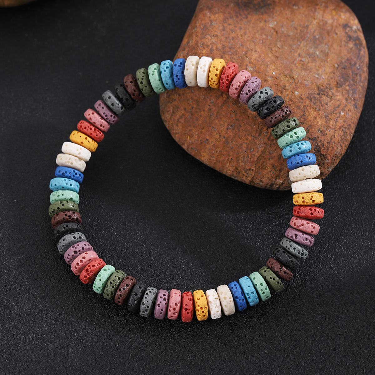 Casual Simple Style Round Stone Beaded Unisex Bracelets display picture 7