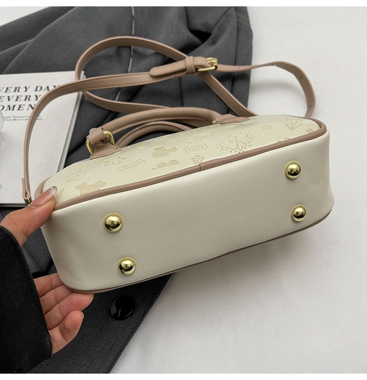 Women's Medium Pu Leather Solid Color Flower Bow Knot Basic Classic Style Oval Zipper Crossbody Bag display picture 1