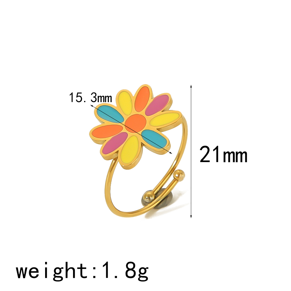 IG Style Vintage Style Simple Style Heart Shape Flower 304 Stainless Steel 18K Gold Plated Open Rings In Bulk display picture 5