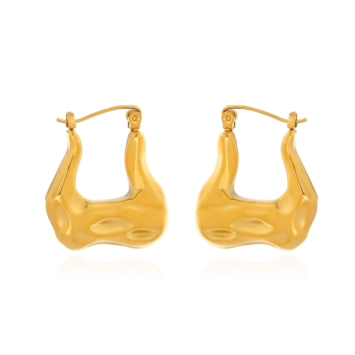 1 Paar Elegant Luxuriös Irregulär Herzform Spiralstreifen Überzug Edelstahl 304 18 Karat Vergoldet Ohrringe display picture 5