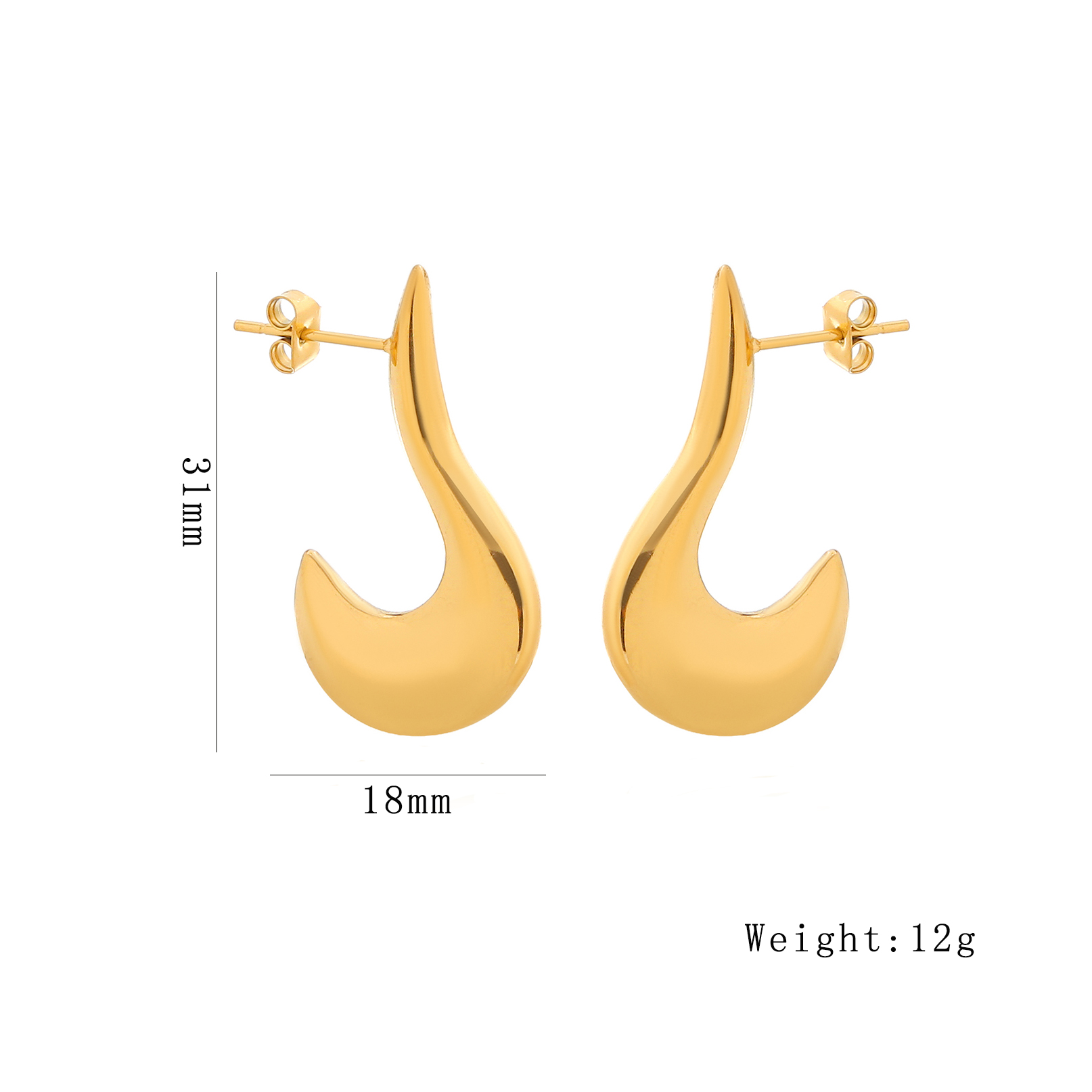 1 Pair Elegant Luxurious Irregular Heart Shape Spiral Stripe Plating 304 Stainless Steel 18K Gold Plated Earrings display picture 14