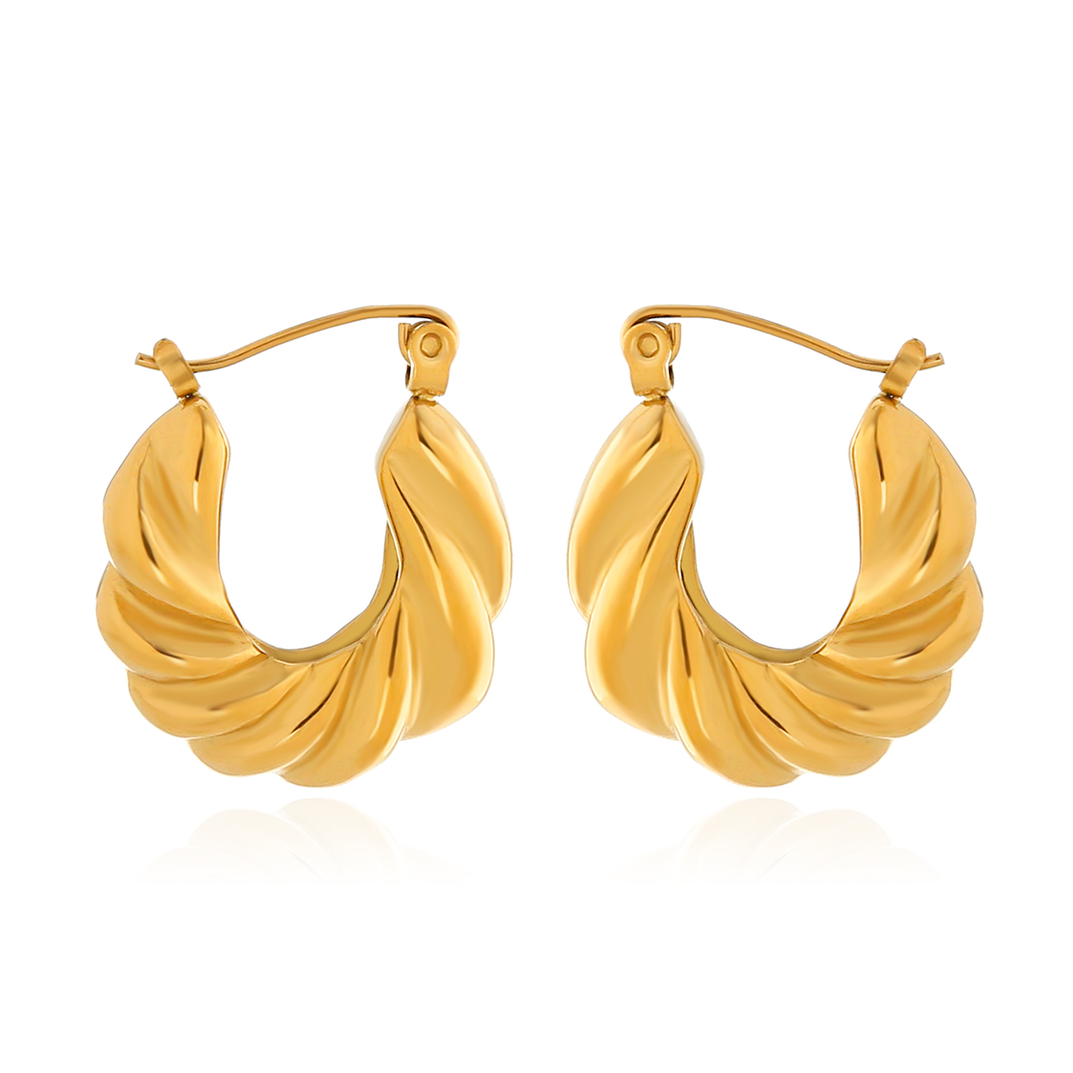 1 Pair Elegant Luxurious Irregular Heart Shape Spiral Stripe Plating 304 Stainless Steel 18K Gold Plated Earrings display picture 26