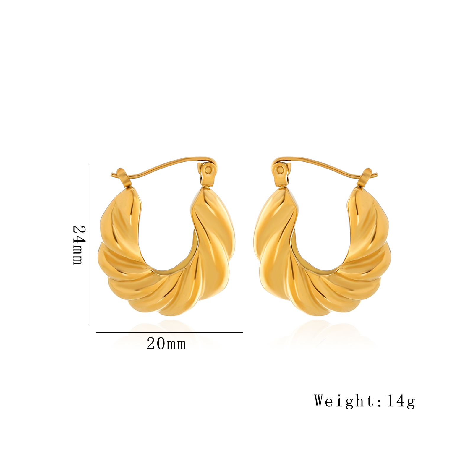 1 Pair Elegant Luxurious Irregular Heart Shape Spiral Stripe Plating 304 Stainless Steel 18K Gold Plated Earrings display picture 27