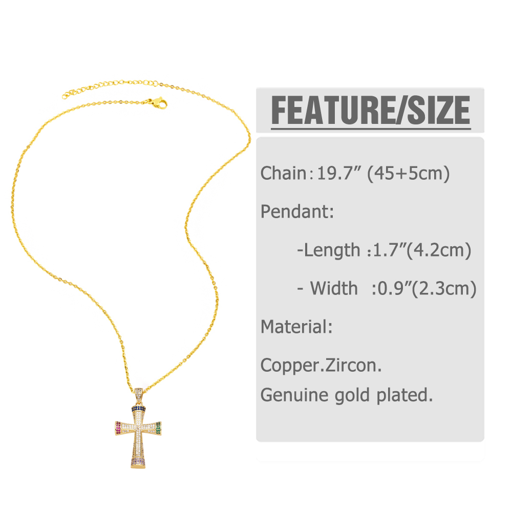 Copper 18K Gold Plated Modern Style Simple Style Plating Inlay Cross Zircon Pendant Necklace display picture 1