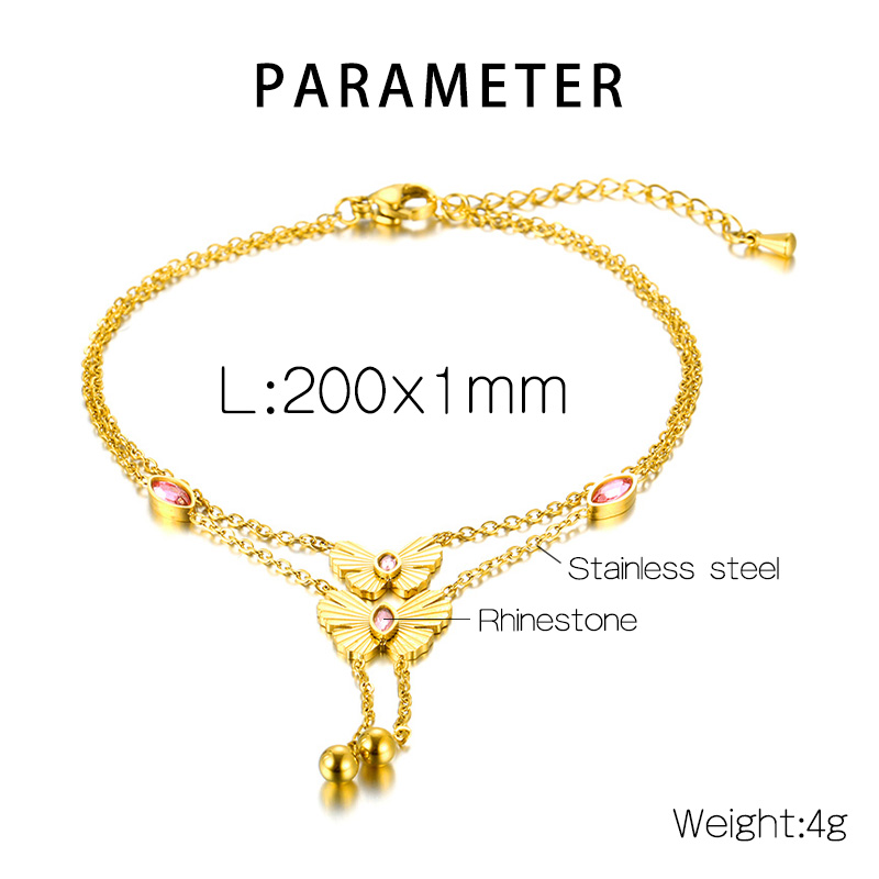 Acier Inoxydable 304 Style Simple Incruster Papillon Strass Coquille Bracelets display picture 1