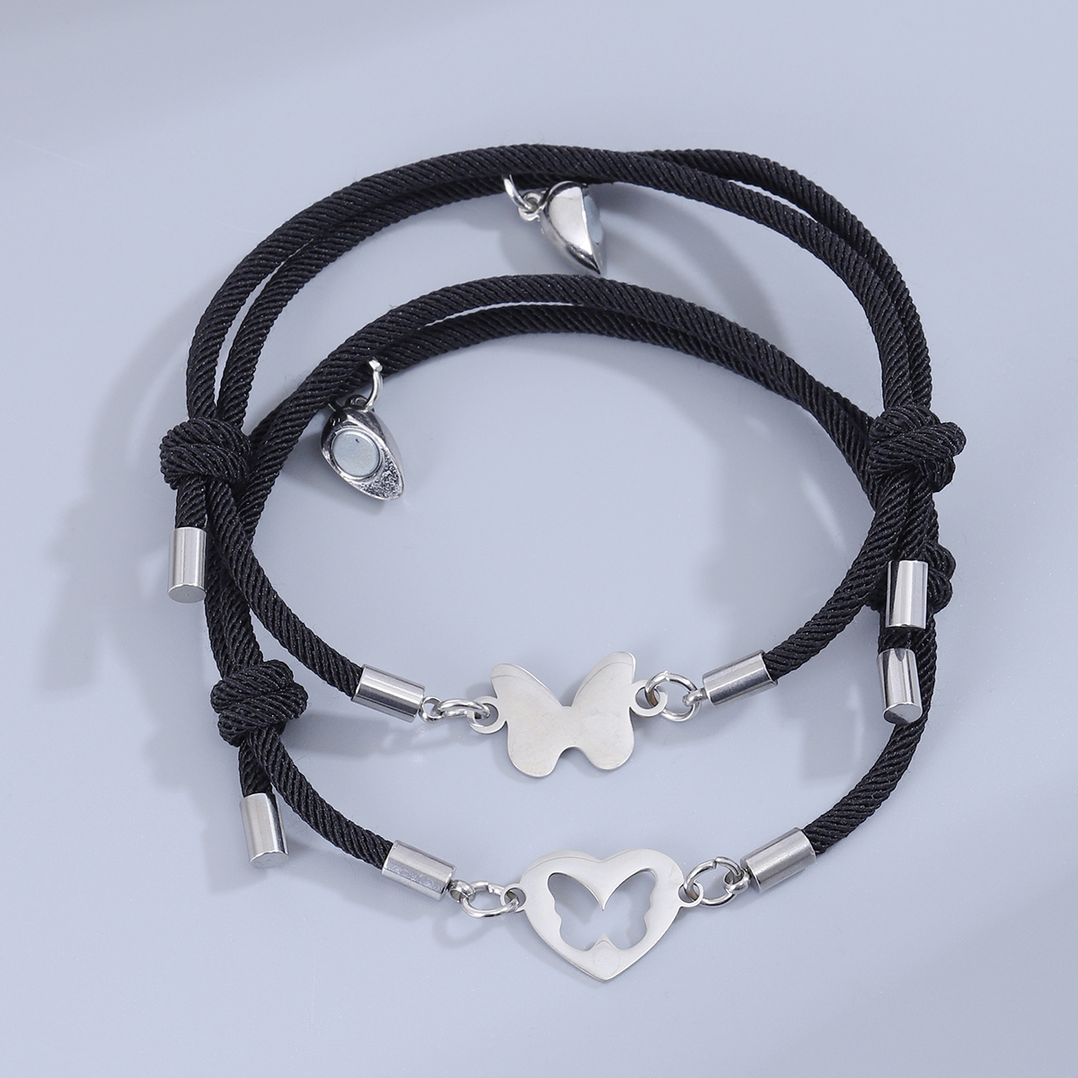 Sucré Style Simple Forme De Cœur Papillon Alliage Corde Magnétique Évider Coupler Bracelets display picture 9