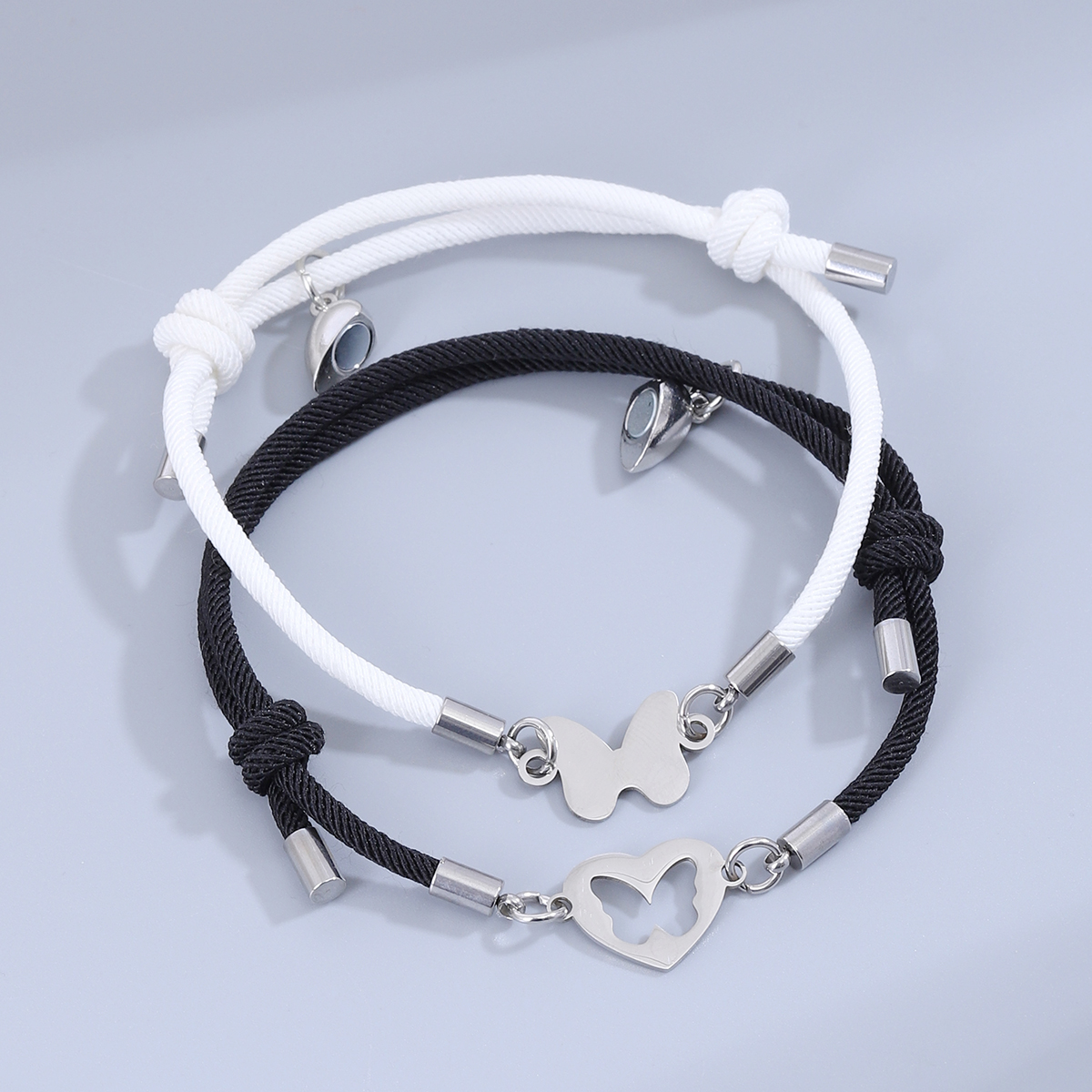 Sweet Simple Style Heart Shape Butterfly Alloy Rope Magnetic Hollow Out Couple Bracelets display picture 7