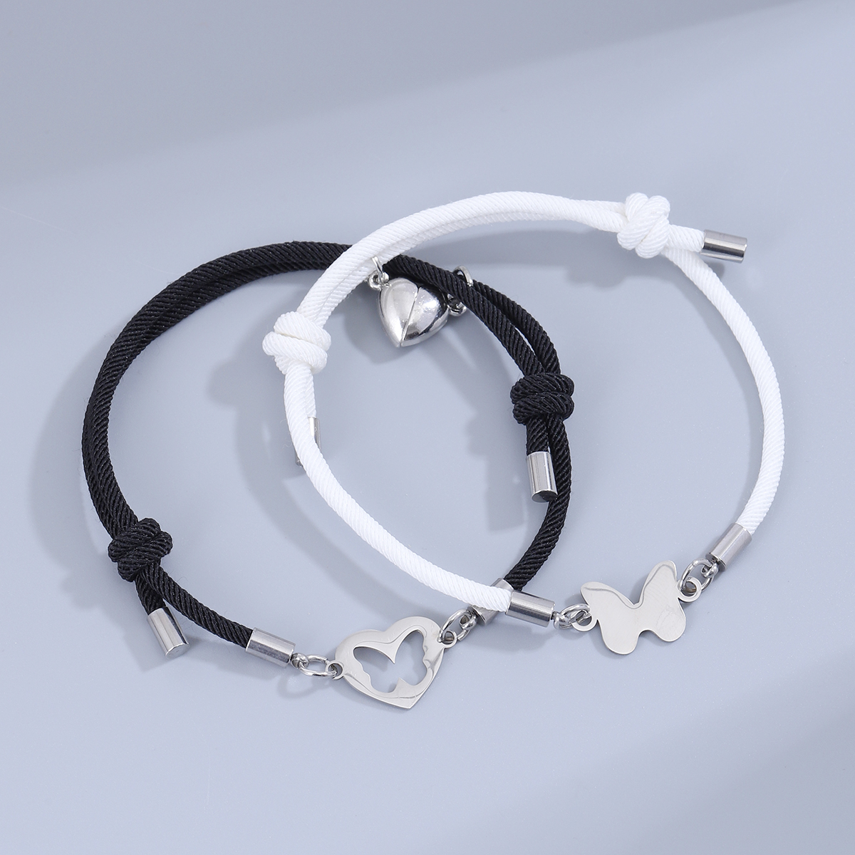 Sucré Style Simple Forme De Cœur Papillon Alliage Corde Magnétique Évider Coupler Bracelets display picture 3