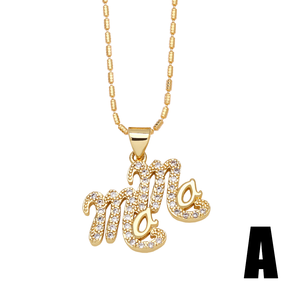 Copper 18K Gold Plated Simple Style Classic Style Plating Inlay Letter Zircon Pendant Necklace display picture 4