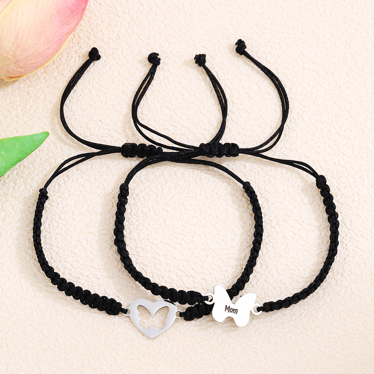 IG Style Casual Heart Shape Butterfly Alloy Rope Couple Bracelets display picture 2