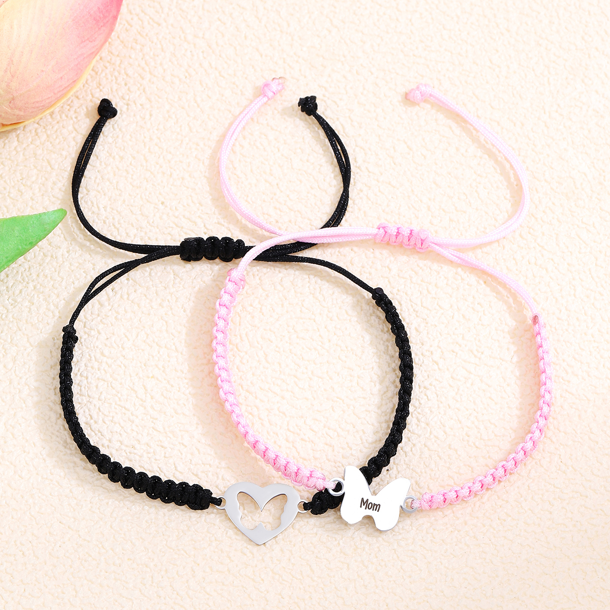 IG Style Casual Heart Shape Butterfly Alloy Rope Couple Bracelets display picture 6