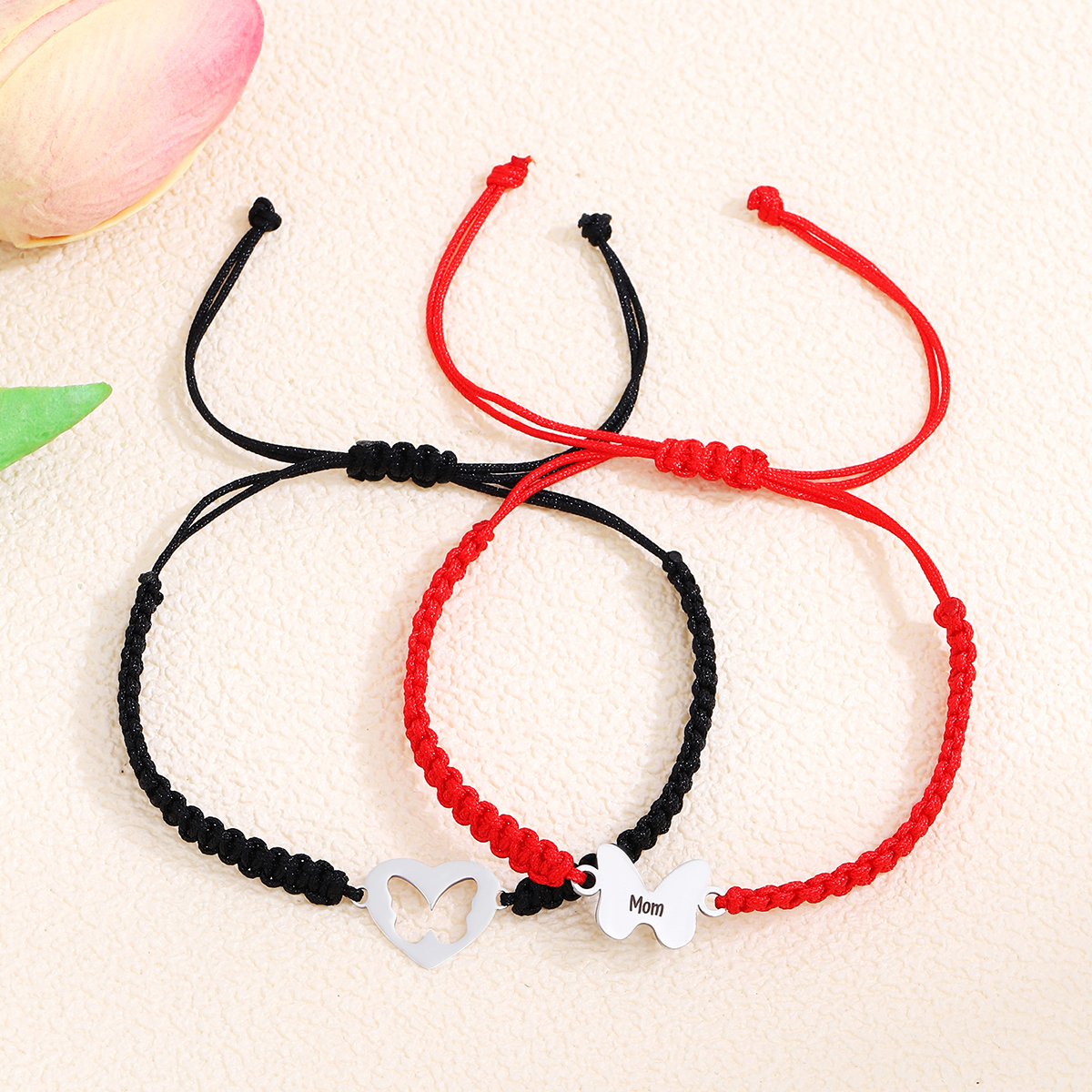 IG Style Casual Heart Shape Butterfly Alloy Rope Couple Bracelets display picture 7
