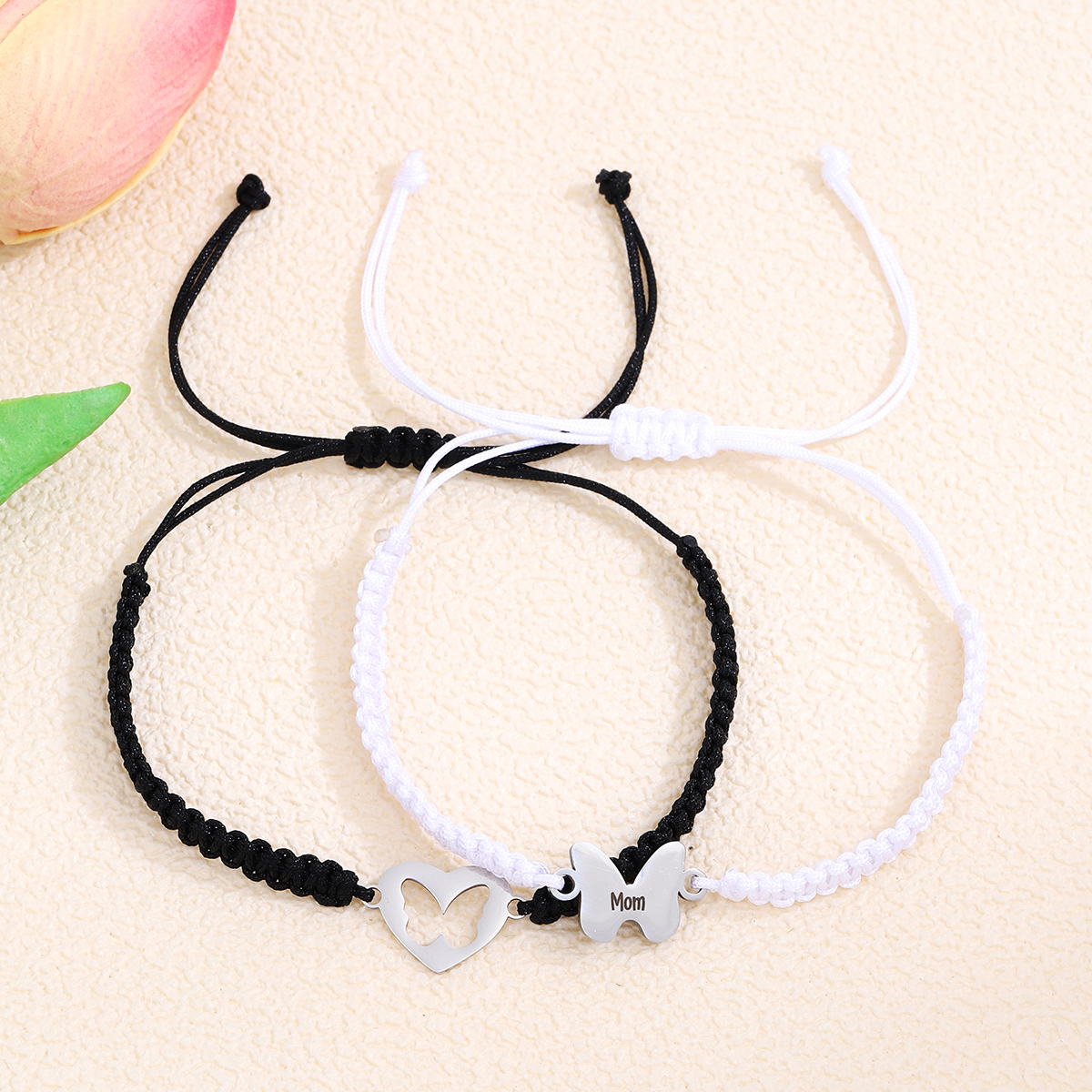 IG Style Casual Heart Shape Butterfly Alloy Rope Couple Bracelets display picture 3