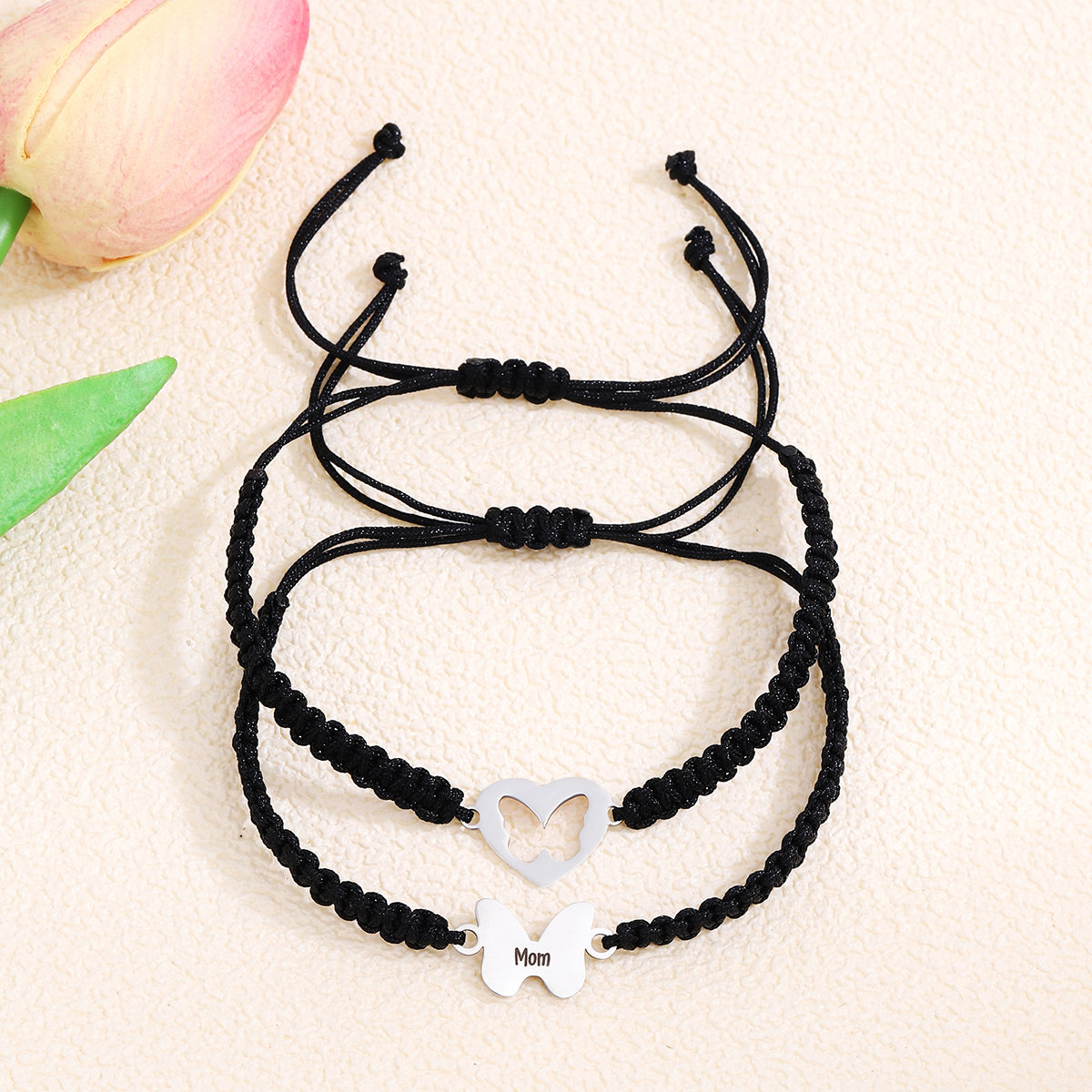 IG Style Casual Heart Shape Butterfly Alloy Rope Couple Bracelets display picture 5