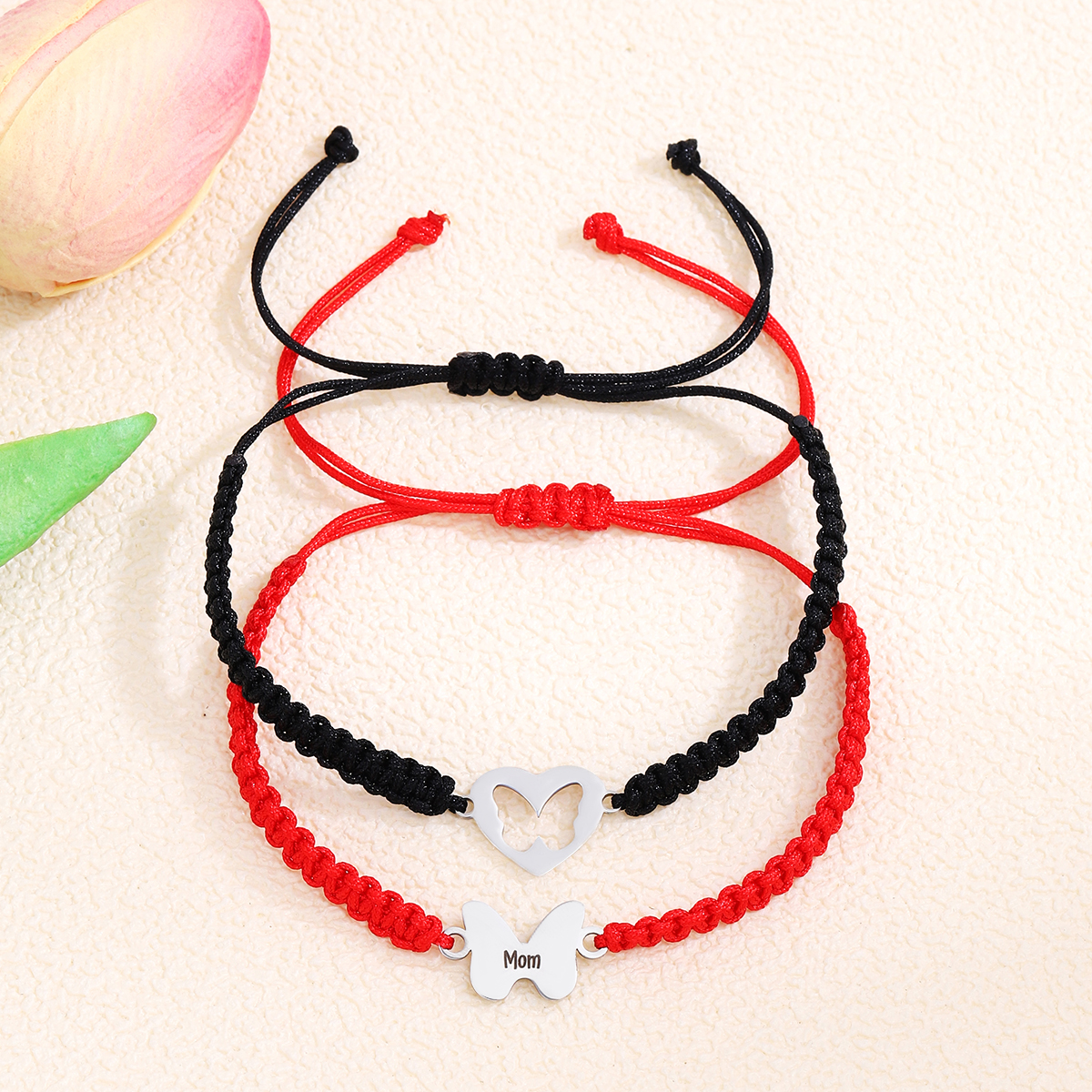 IG Style Casual Heart Shape Butterfly Alloy Rope Couple Bracelets display picture 9