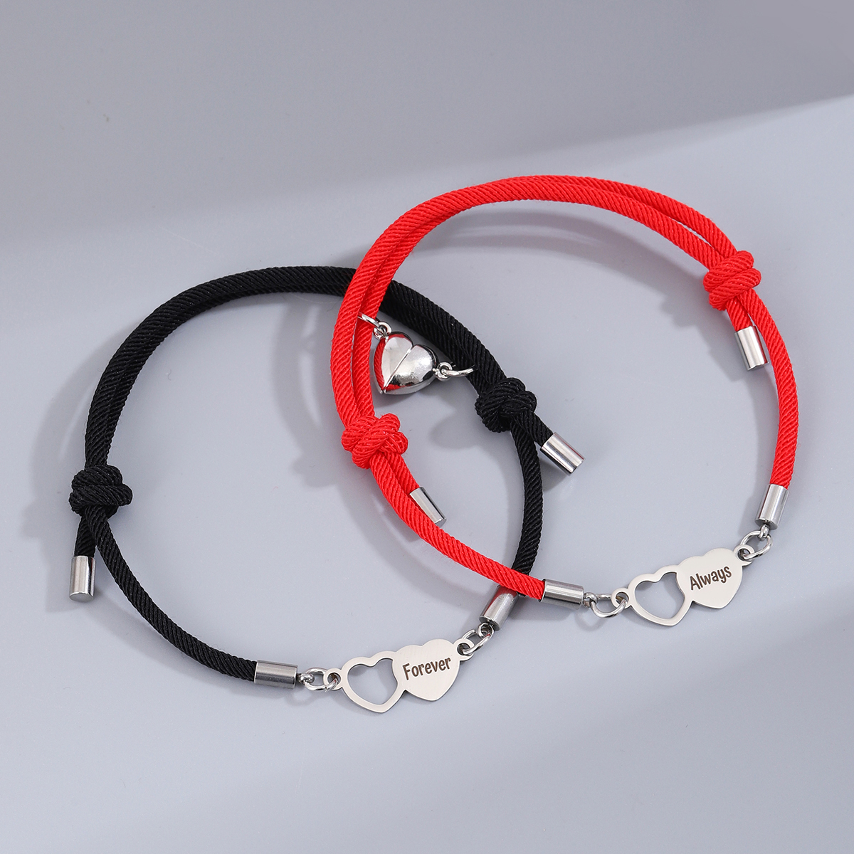 Simple Style Letter Heart Shape Alloy Rope Couple Bracelets display picture 6