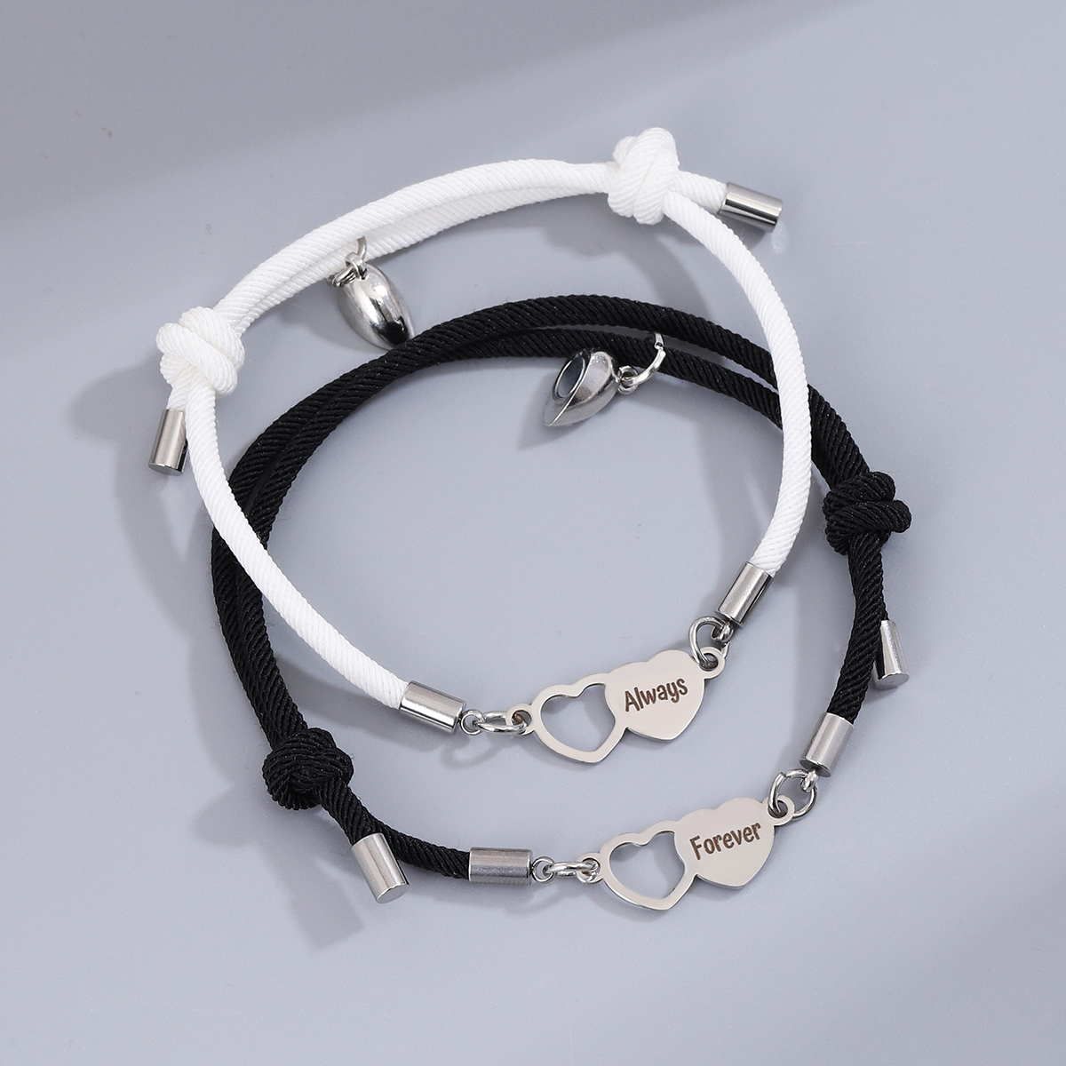 Simple Style Letter Heart Shape Alloy Rope Couple Bracelets display picture 5