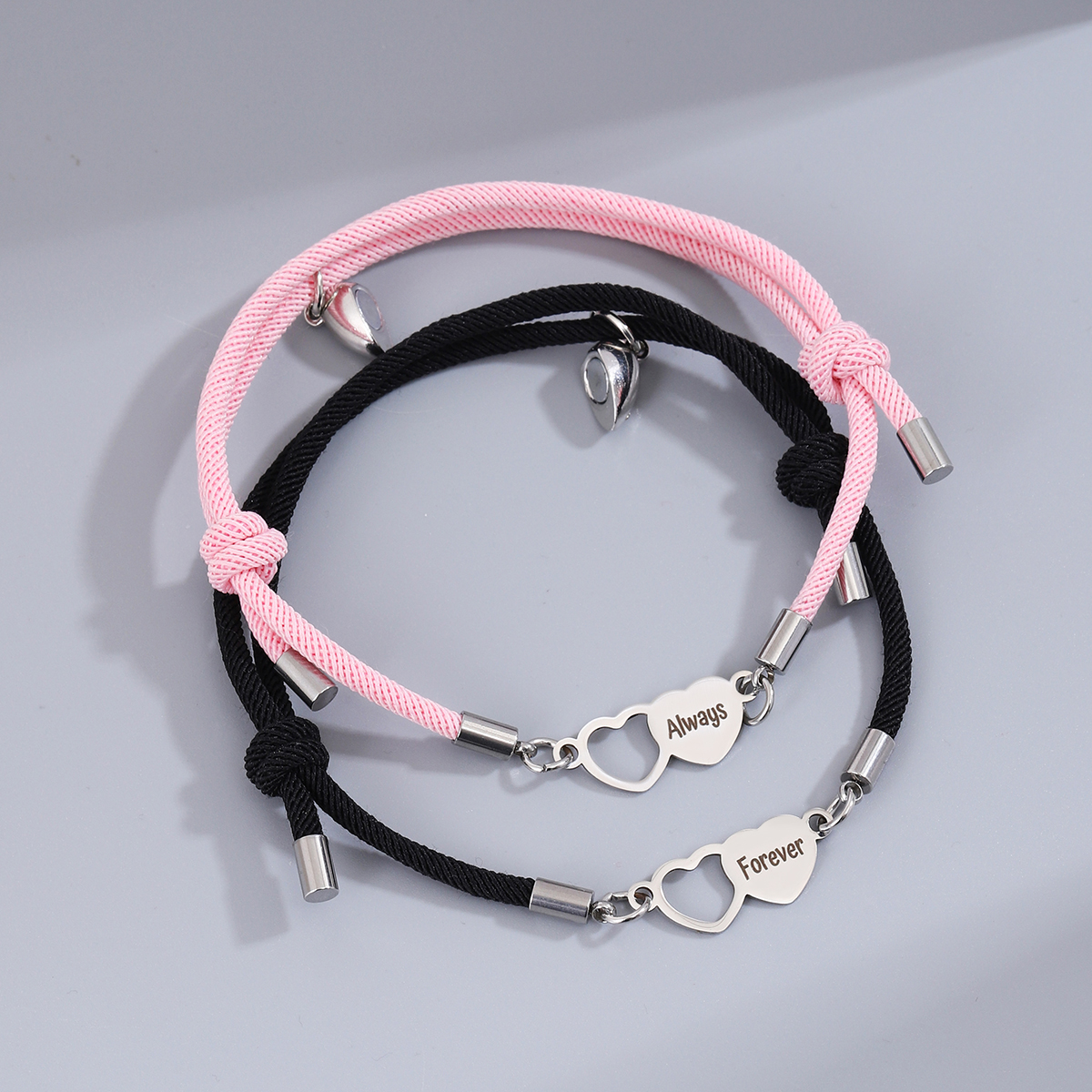 Simple Style Letter Heart Shape Alloy Rope Couple Bracelets display picture 9