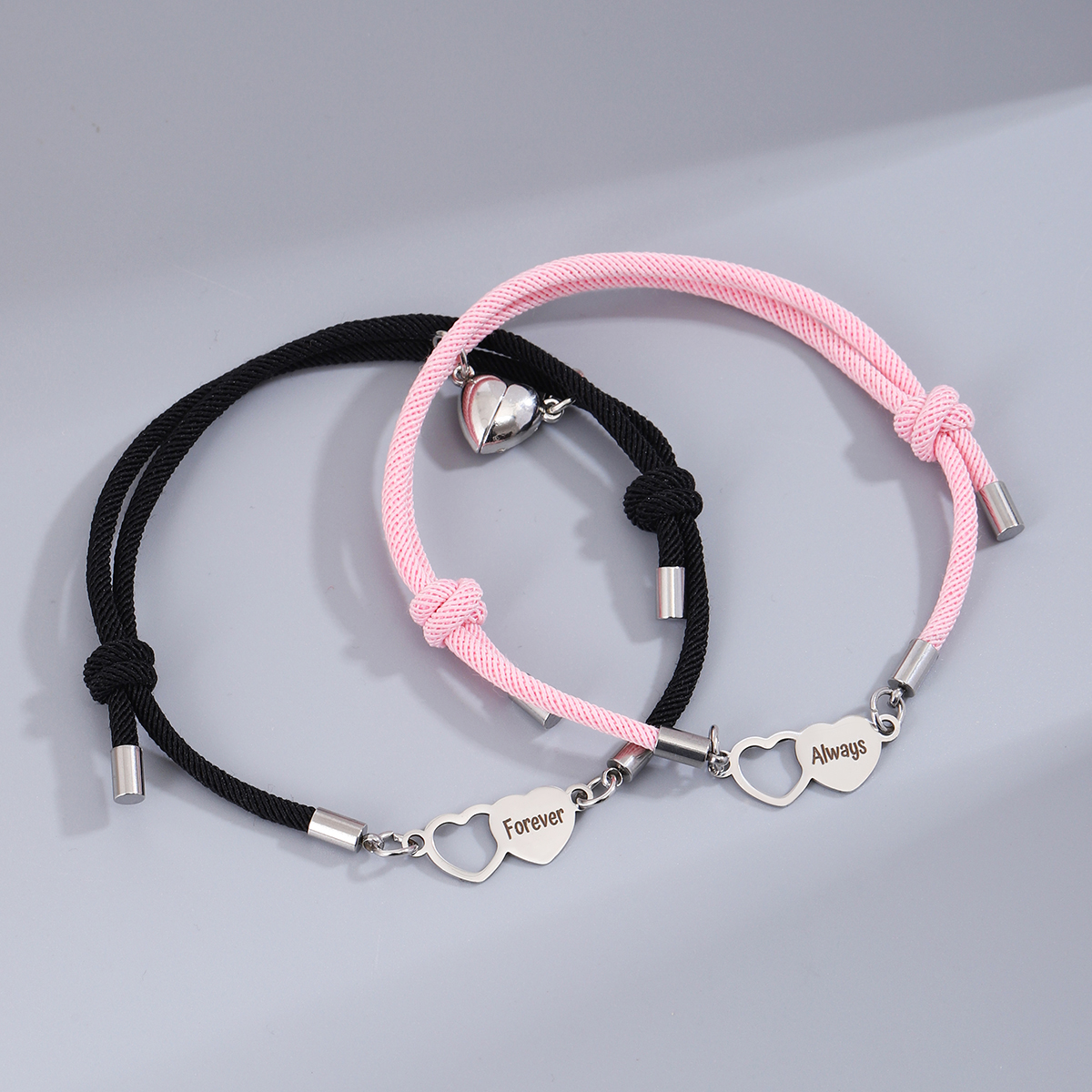 Simple Style Letter Heart Shape Alloy Rope Couple Bracelets display picture 8