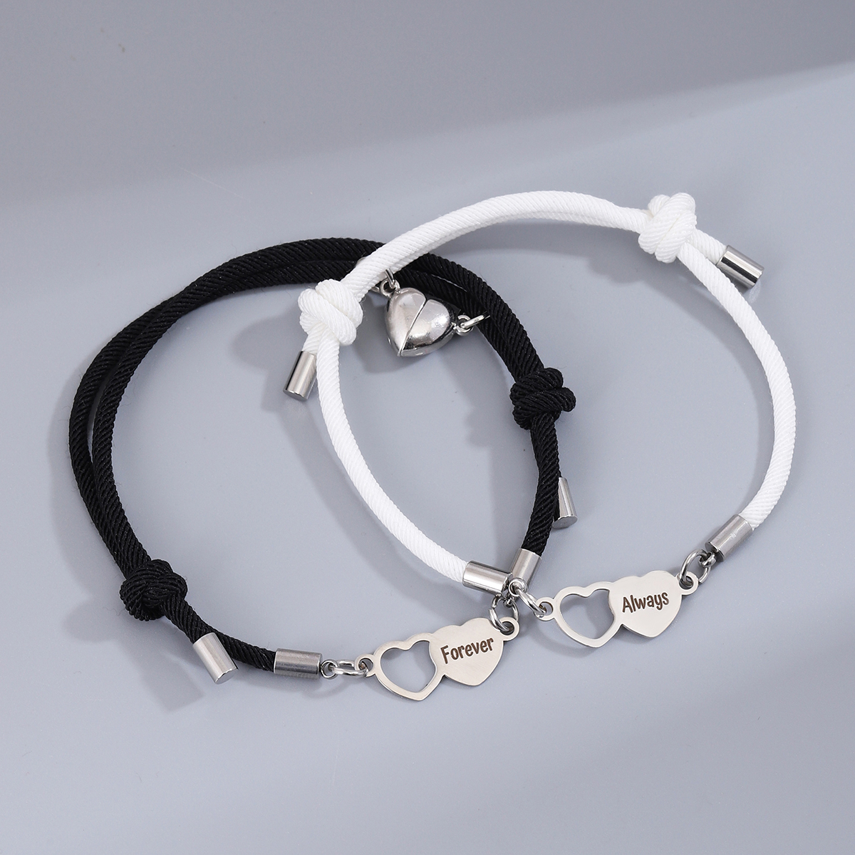 Simple Style Letter Heart Shape Alloy Rope Couple Bracelets display picture 4