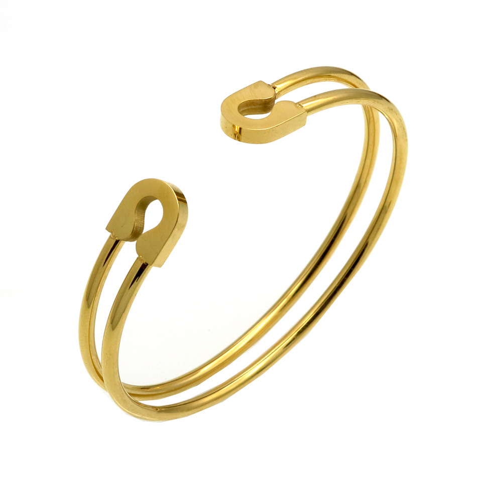 Acero Inoxidable 304 Chapados en oro de 18k Casual Estilo Simple Ahuecar Color Sólido Brazalete display picture 2