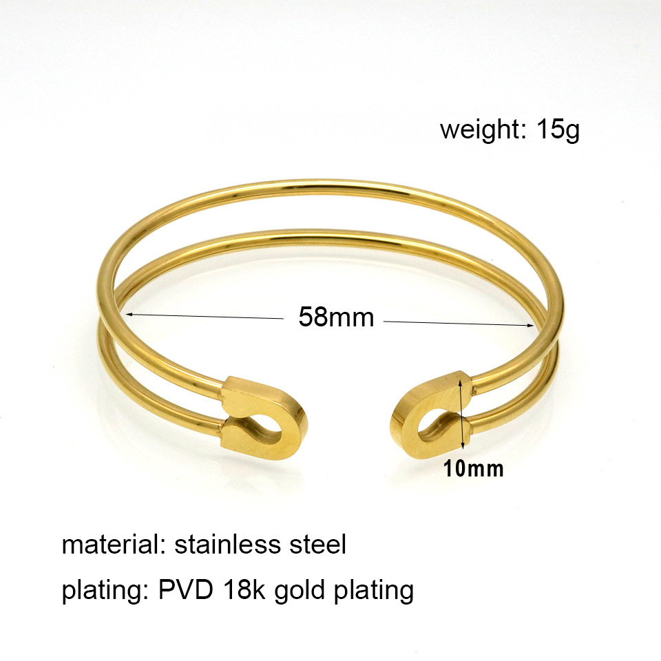 304 Stainless Steel 18K Gold Plated Casual Simple Style Hollow Out Solid Color Bangle display picture 1