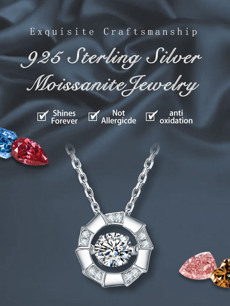 Sterling Silber Elegant Moderner Stil Glänzend GRA-Zertifikat Inlay Windmühle Moissanit Halskette Mit Anhänger display picture 1