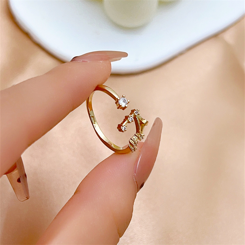 Copper K Gold Plated Rhodium Plated Elegant Classic Style Commute Inlay Geometric Zircon Open Rings display picture 5