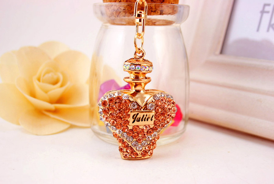 Glam Perfume Bottle Zinc Alloy Plating Inlay Rhinestones Women's Bag Pendant Keychain display picture 4