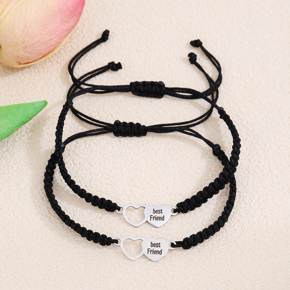 IG Style Sweet Letter Heart Shape Alloy Rope Hollow Out Couple Bracelets display picture 4