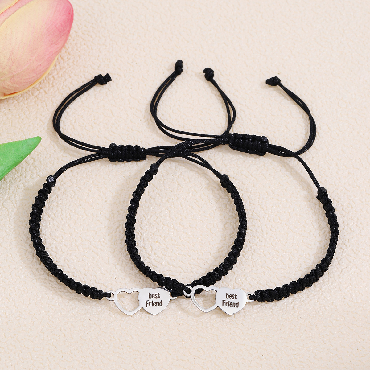 IG Style Sweet Letter Heart Shape Alloy Rope Hollow Out Couple Bracelets display picture 6
