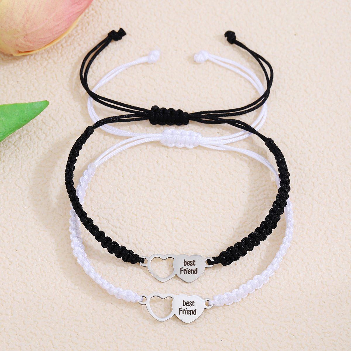 IG Style Sweet Letter Heart Shape Alloy Rope Hollow Out Couple Bracelets display picture 2